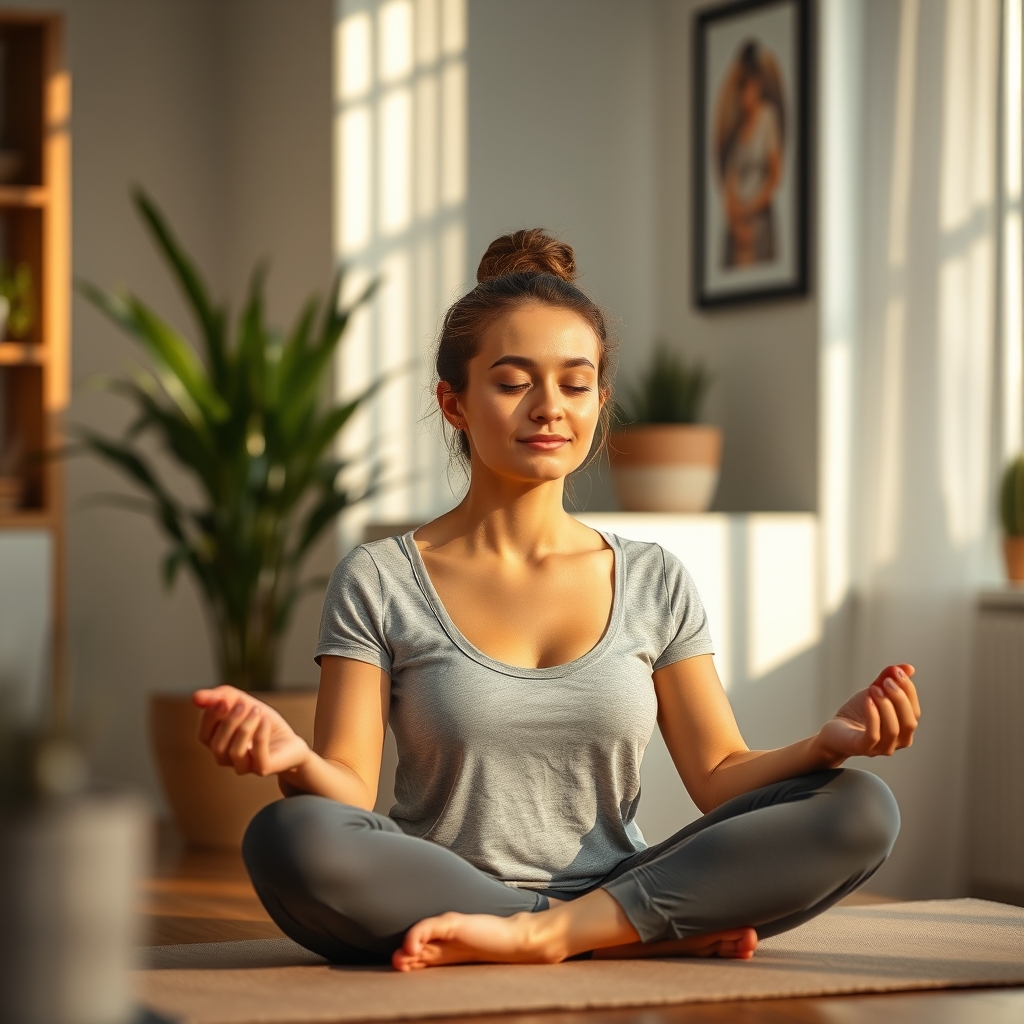 Person practising yoga outdoors in a calm natural setting during morning light